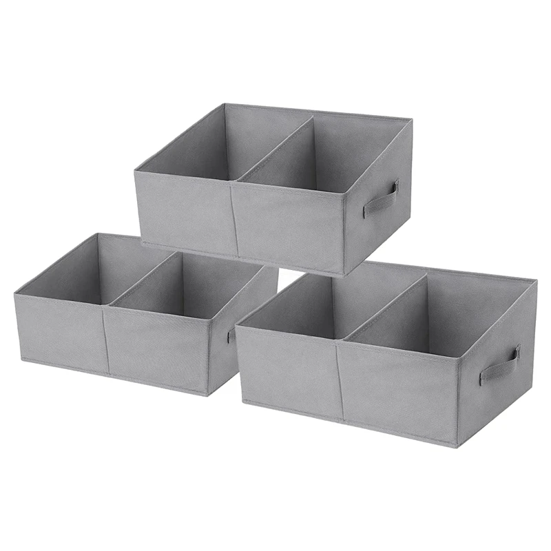 3 Pack Storage Boxes With Compartment,Foldable Storage Basket,Fabric Storage Organiser Bins For Clothes,Toys,Wardrobe
3 Pack Storage Boxes With Compartment,Foldable Storage Basket,Fabric Storage Organiser Bins For Clothes,Toys,Wardrobe