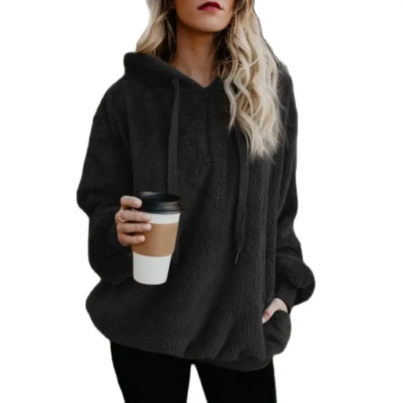 Women Long sleeve hooded solid color warm soft fleece sweater Autumn furry coat
Women Long sleeve hooded solid color warm soft fleece sweater Autumn furry coat
