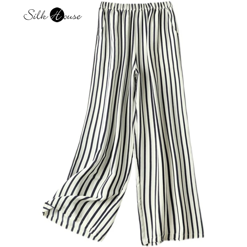 2022 Women's Fashion Summer New 30mm Heavy Silk Wide Leg Pants Elastic Waist Stripe Casual Pants Mulberry Silk High Waist Pants
2022 Women's Fashion Summer New 30mm Heavy Silk Wide Leg Pants Elastic Waist Stripe Casual Pants Mulberry Silk High Waist Pants