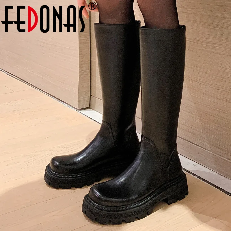 FEDONAS Four Season Women Knee High Boots Basic Genuine Leather Thick Heels Fashion Punk Casual Motorcycle Boots Shoes Woman
FEDONAS Four Season Women Knee High Boots Basic Genuine Leather Thick Heels Fashion Punk Casual Motorcycle Boots Shoes Woman