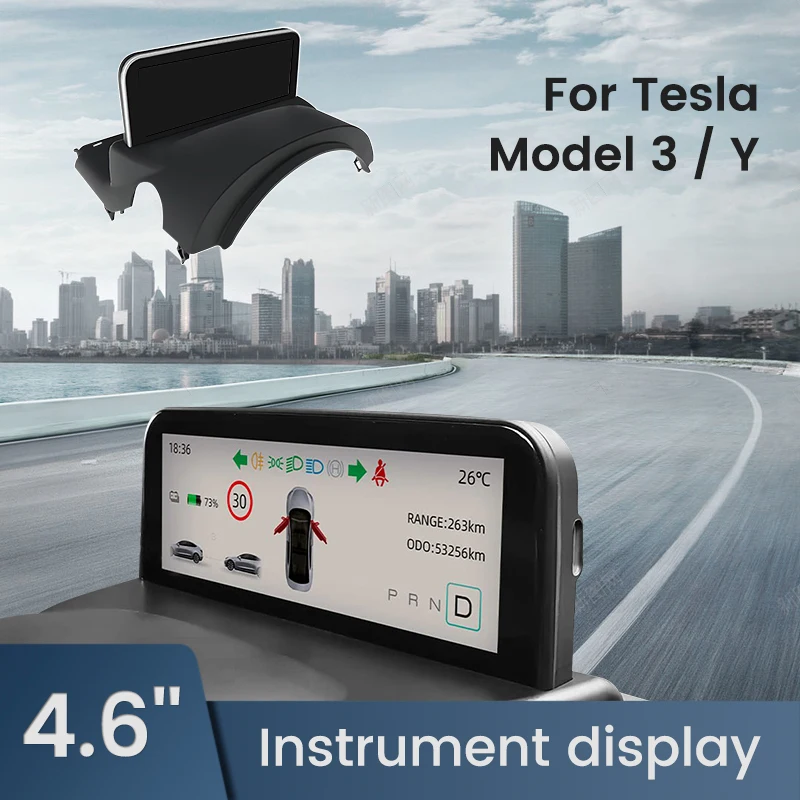 

4.6inch For Tesla Model Y 3 Smart Display Dashboard Cluster Instrument HD IPS Information Modification Accessorri Speedometer