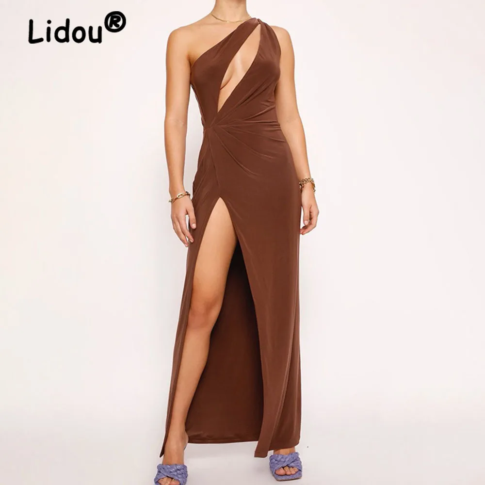 One Shoulder Sexy Split Slim Women Dress Spring Summer Solid Elegant Hollow Out Folds Sleeveless Long Dresses Women's Clothing
One Shoulder Sexy Split Slim Women Dress Spring Summer Solid Elegant Hollow Out Folds Sleeveless Long Dresses Women's Clothing