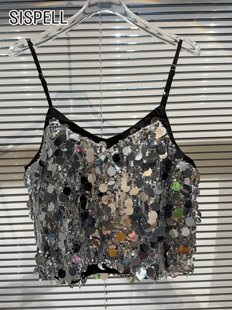 SISPELL Sexy Backless Sequins Camisole Tops For Women Square Collar Sleeveless Solid Slimming Vests Female Summer 2023 Clothing
SISPELL Sexy Backless Sequins Camisole Tops For Women Square Collar Sleeveless Solid Slimming Vests Female Summer 2023 Clothing