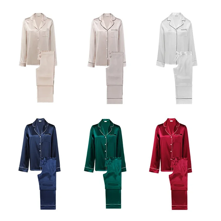 Luxury 19mm Mulberry Silk Pajamas 2 Pieces Set Women 100% Real Silk Long Sleeves Pants Sleep Wear Suit Elegant Sexy Sleepwear
Luxury 19mm Mulberry Silk Pajamas 2 Pieces Set Women 100% Real Silk Long Sleeves Pants Sleep Wear Suit Elegant Sexy Sleepwear