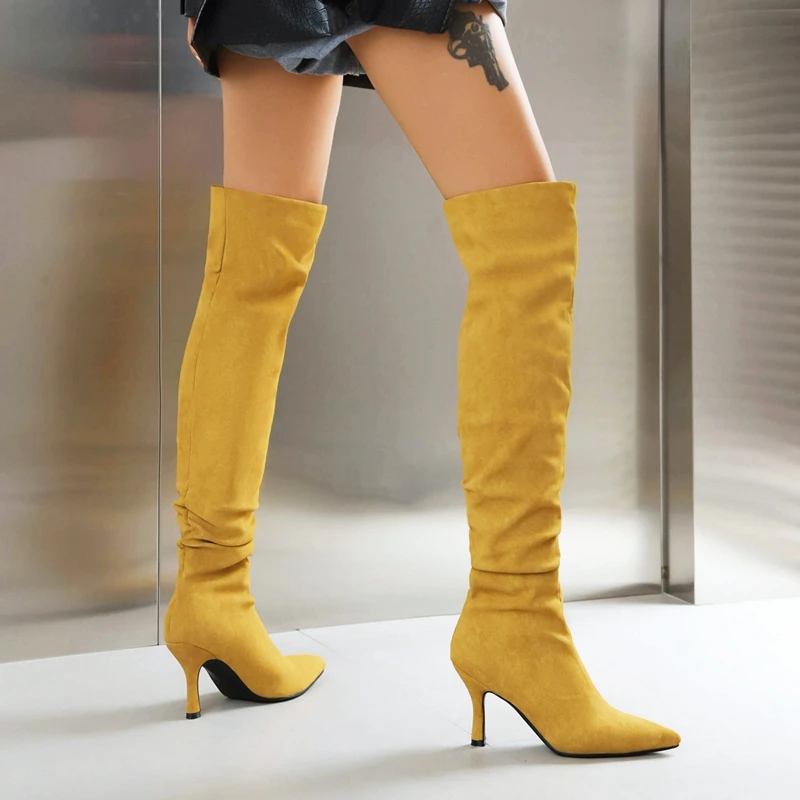 Sexy Knee High Boots Women Pleated Pointed Toe Thin High Heels Dress Party Shoes Autumn Winter Slip on Long Boots Woman Big Size
Sexy Knee High Boots Women Pleated Pointed Toe Thin High Heels Dress Party Shoes Autumn Winter Slip on Long Boots Woman Big Size