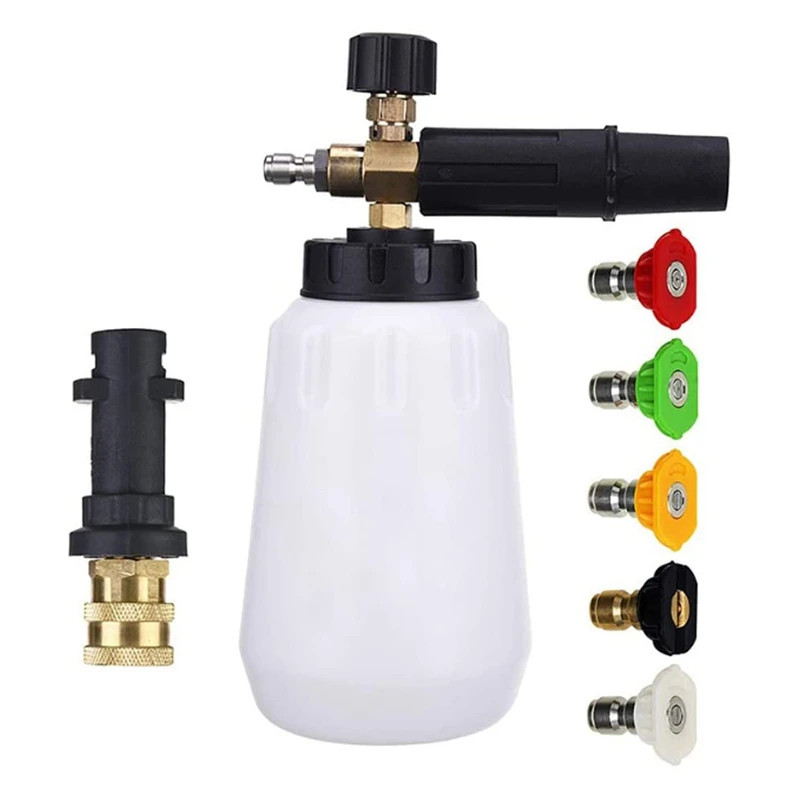 Foam Cannon Spray Pressure Washer Accessories 3000 PSI Power Pressure Washer Cannon with Nozzle Tips Quick Connector
Foam Cannon Spray Pressure Washer Accessories 3000 PSI Power Pressure Washer Cannon with Nozzle Tips Quick Connector