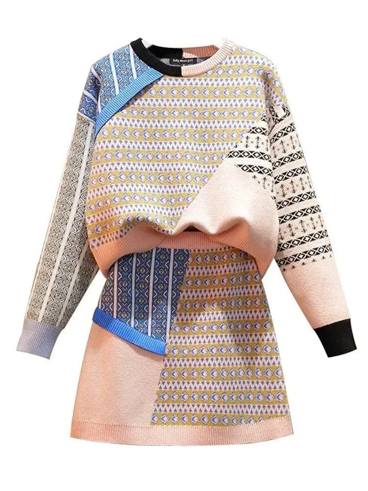 Women Large Size Knitting Sweater Two Piece Set+High Waist All-match Women A-LINE Mini Skirt Female Spring Autumn 2 Piece Set
Women Large Size Knitting Sweater Two Piece Set+High Waist All-match Women A-LINE Mini Skirt Female Spring Autumn 2 Piece Set