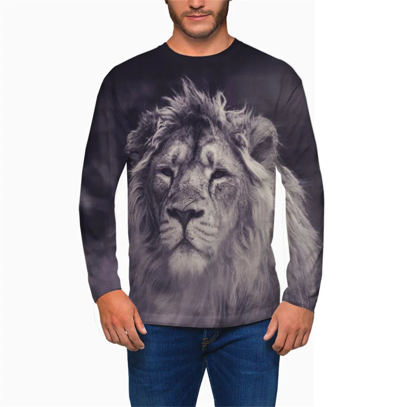 Lion Printed Men's T-Shirt Spring And Autumn Long Sleeve Round Neck Casual Tees Oversized Male Loose Streetwear Clothing Tops
Lion Printed Men's T-Shirt Spring And Autumn Long Sleeve Round Neck Casual Tees Oversized Male Loose Streetwear Clothing Tops