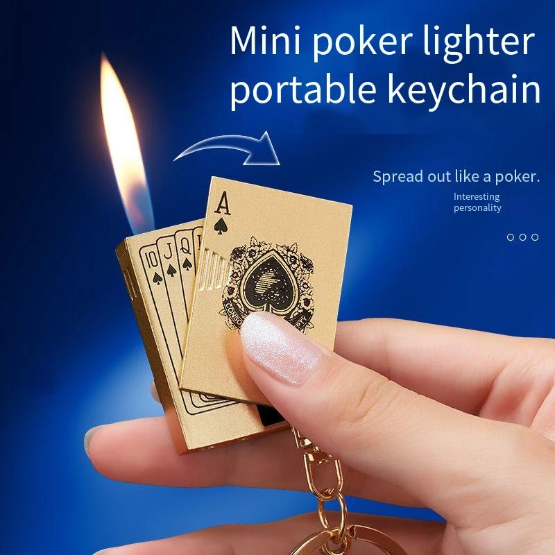 

Key Ring Poker Cards Cigar Lighter mini Portable Lighter Creative Windproof Fuel Lighter Butane Gas Refillable Pocket Lighters