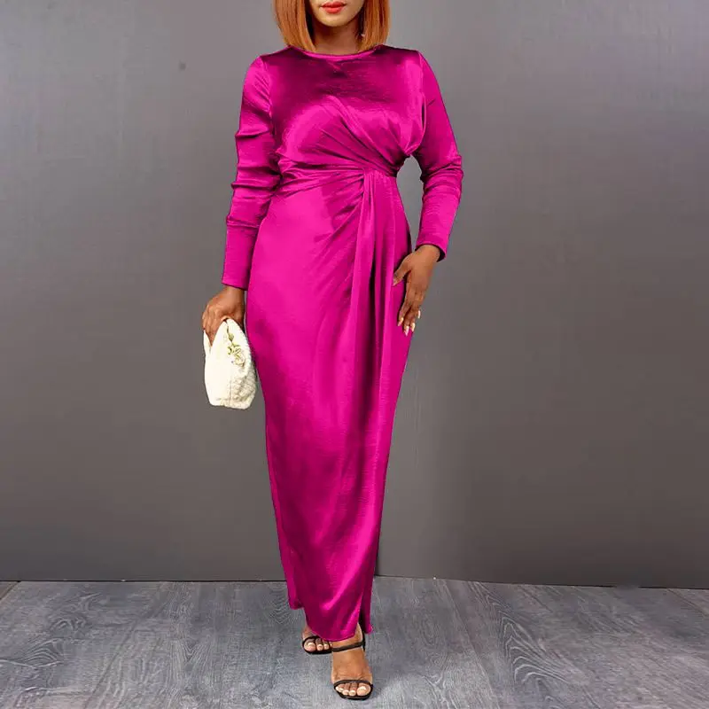 Spring Autumn Long Sleeve Sundress VONDA Women Sexy High Slit Robes Satin Silk Vestidos Femme Holiday Pleated Long Sundress 2022
Spring Autumn Long Sleeve Sundress VONDA Women Sexy High Slit Robes Satin Silk Vestidos Femme Holiday Pleated Long Sundress 2022