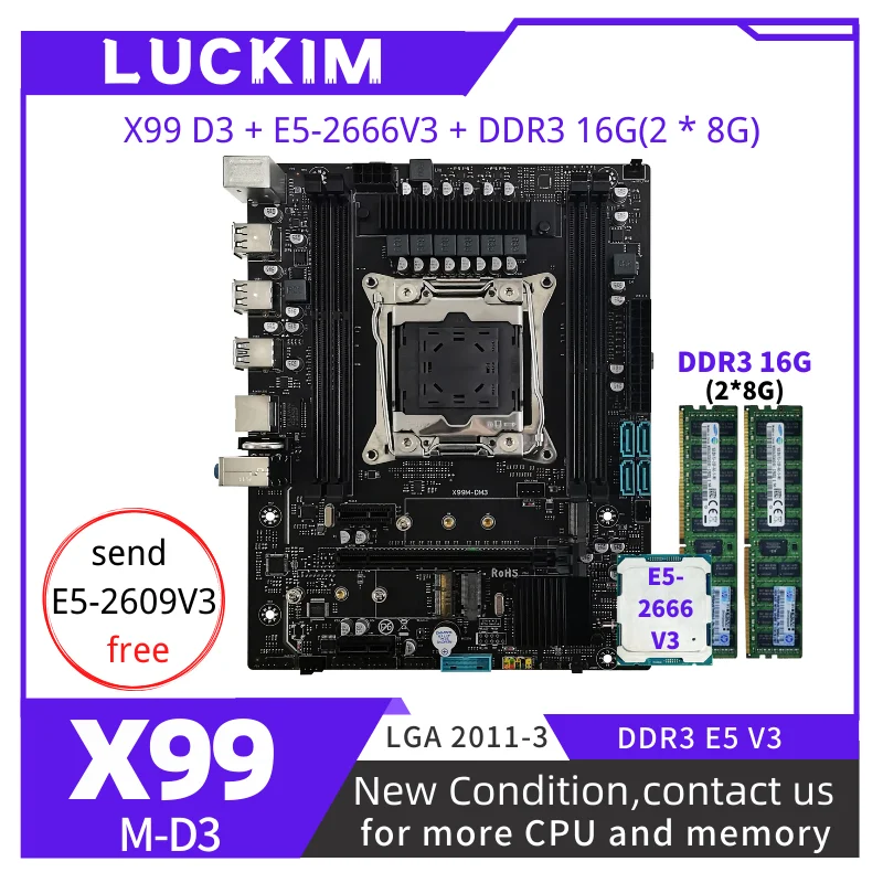 X99 D3 Motherboard LGA 2011-3 Set Kit With Xeon E5-2666V3 CPU 16GB(2*8G) 1333MHZ DDR3 Desktop memory SATA/NVME M.2
X99 D3 Motherboard LGA 2011-3 Set Kit With Xeon E5-2666V3 CPU 16GB(2*8G) 1333MHZ DDR3 Desktop memory SATA/NVME M.2