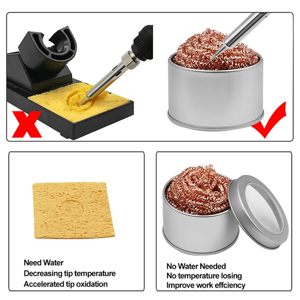 Soldering Iron Tip Cleaning Ball Desoldering Cleaner Ball W/ Box Copper Wire Mesh Filter 66*42mm Welding Equipment Parts
Soldering Iron Tip Cleaning Ball Desoldering Cleaner Ball W/ Box Copper Wire Mesh Filter 66*42mm Welding Equipment Parts