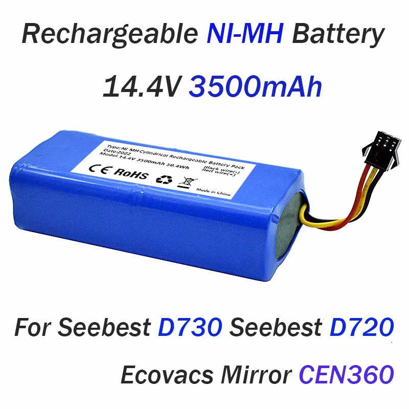 

14.4V 3500mAh NI-MH Battery For Seebest D730 Seebest D720 Ecovacs Mirror CEN360 Robot Vacuum Cleaner Parts