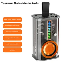 Transparent shell mecha small steel cannon Bluetooth speaker outdoor home portable RGB lantern TWS audio