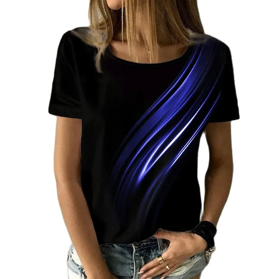 New Summer Casual T Shirt For Women 3d Printed Striped Gradient Crop Top Trendy O-neck Oversized Girls T-shirt Y2k Apparel 6XL
New Summer Casual T Shirt For Women 3d Printed Striped Gradient Crop Top Trendy O-neck Oversized Girls T-shirt Y2k Apparel 6XL