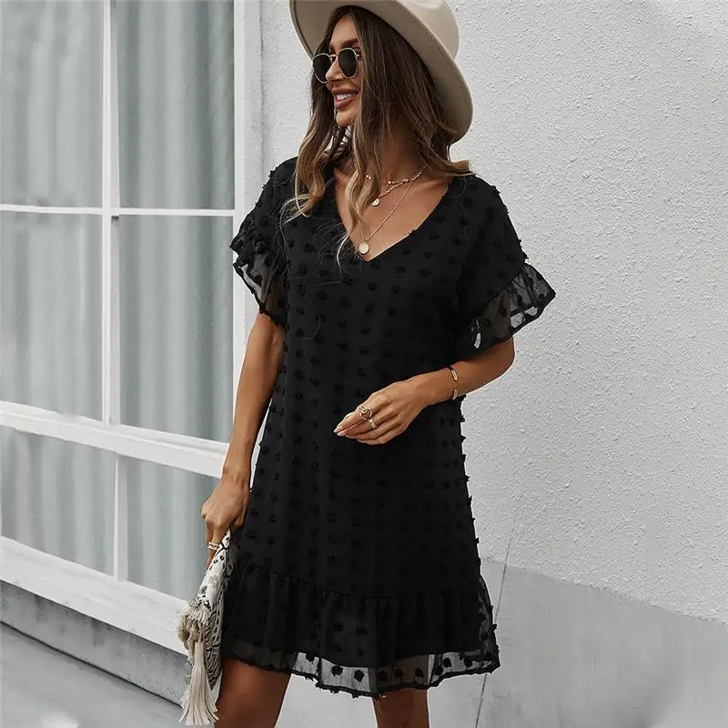 New Sexy Casual Solid Hairball Black DressesV Neck Short Dress Women For Laddies 2022 Spring Summer Holiday Style Dress
New Sexy Casual Solid Hairball Black DressesV Neck Short Dress Women For Laddies 2022 Spring Summer Holiday Style Dress