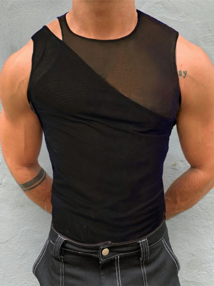 Fashion Transparent Mesh Tank Tops Men Sexy Slim Crew Neck Sleeveless Camisole Streetwear Mens Pure Color Irregular Design Vest
Fashion Transparent Mesh Tank Tops Men Sexy Slim Crew Neck Sleeveless Camisole Streetwear Mens Pure Color Irregular Design Vest