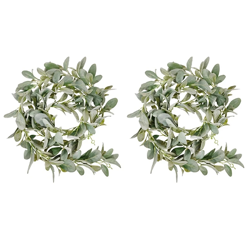 2X Artificial Flocked Lambs Ear Garland - 2Meter Soft Faux Vine Greenery And Leaves For Farmhouse Mantel Decor
2X Artificial Flocked Lambs Ear Garland - 2Meter Soft Faux Vine Greenery And Leaves For Farmhouse Mantel Decor