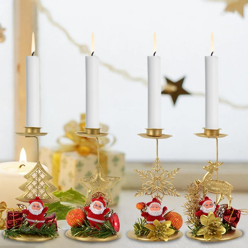 Gold Christmas Candle Holder Santa Claus Snowflake Elk Xmas Tree Candlestick Iron Candle Ornament New Year Table Decoration Gift
Gold Christmas Candle Holder Santa Claus Snowflake Elk Xmas Tree Candlestick Iron Candle Ornament New Year Table Decoration Gift
