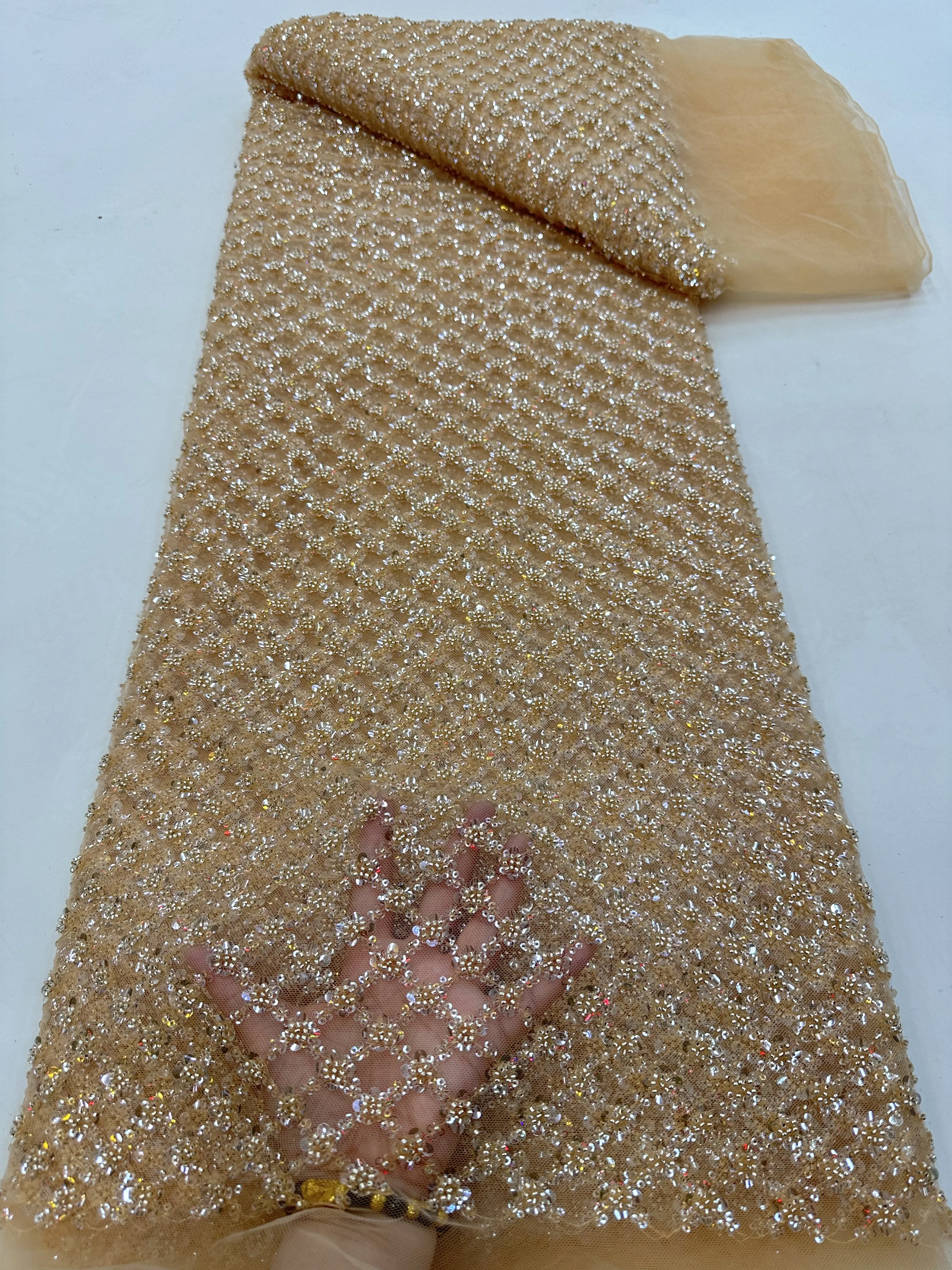 African Beaded Sequence Tulle Lace Fabric 2023 High Quality Lace Material French Nigerian Sequins Lace Fabric For Wedding Sewing
African Beaded Sequence Tulle Lace Fabric 2023 High Quality Lace Material French Nigerian Sequins Lace Fabric For Wedding Sewing