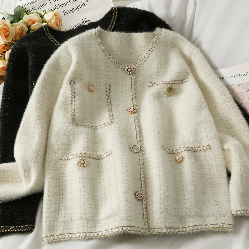 Bright Silk Fleece Knitted Women Sweater Cardigan Winter 2022 V-Neck Solid Pocket Long-Sleeved Elegant Office Lady Outwear Tops
Bright Silk Fleece Knitted Women Sweater Cardigan Winter 2022 V-Neck Solid Pocket Long-Sleeved Elegant Office Lady Outwear Tops