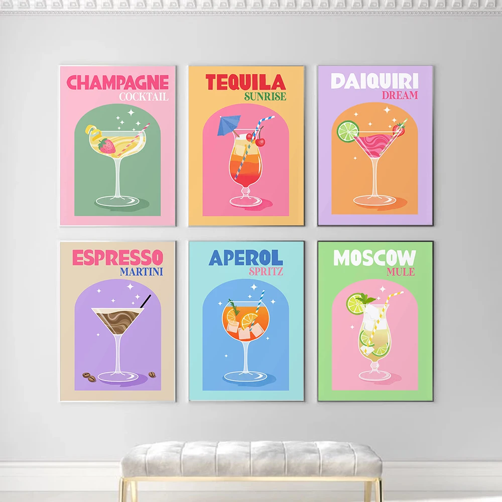 Colorful Cocktail Print Club Bar Cart Gallery Wall Art Pictures Retro Cocktail Posters Drinks Canvas Painting Kitchen Home Decor
Colorful Cocktail Print Club Bar Cart Gallery Wall Art Pictures Retro Cocktail Posters Drinks Canvas Painting Kitchen Home Decor