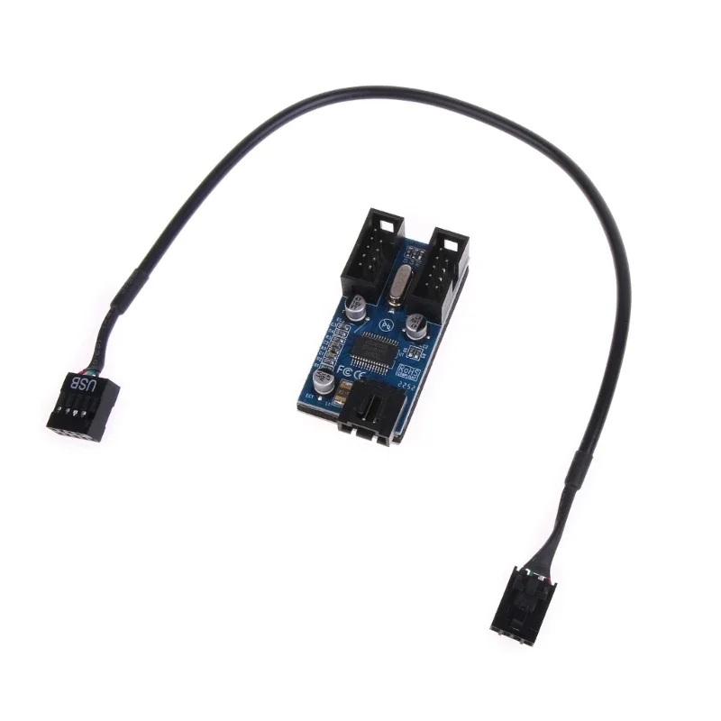 

USB 9-контактная плата расширения «папа» от 1 до 2 «мама» удлинительный кабель-адаптер печатная плата 2,0 для настольной платы