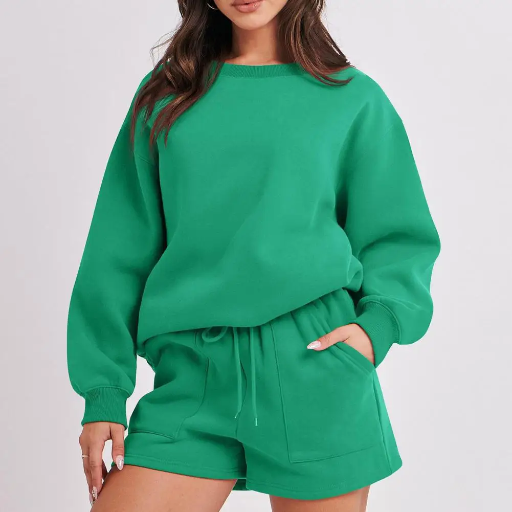 2 Pcs/Set Women Sweatshirt Shorts Set Loose Solid Color Lady Suit Long Sleeve Round Neck Lady Fall Spring Top Shorts Suit
2 Pcs/Set Women Sweatshirt Shorts Set Loose Solid Color Lady Suit Long Sleeve Round Neck Lady Fall Spring Top Shorts Suit