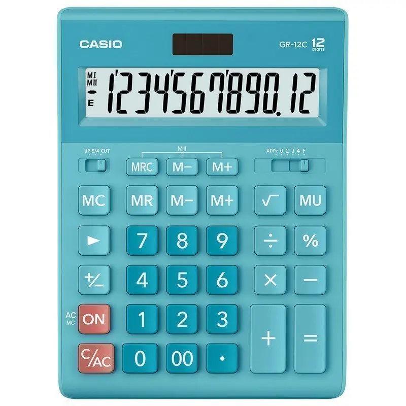 Калькулятор настольный CASIO GR-12С-LB (210х155 мм) 12 разрядов двойное питание ГОЛУБОЙ