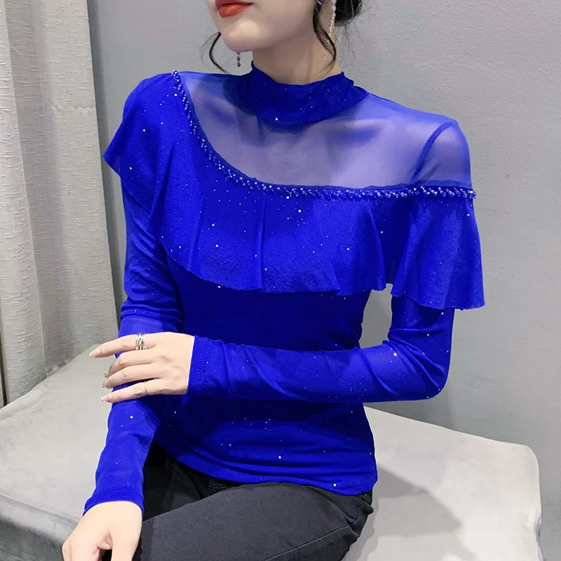 Blusas Mujer De Moda 2022 Autumn Women's T-Shirt Fashion Casual Long Sleeved Ruffles Mesh Tops Beaded tshirt
Blusas Mujer De Moda 2022 Autumn Women's T-Shirt Fashion Casual Long Sleeved Ruffles Mesh Tops Beaded tshirt