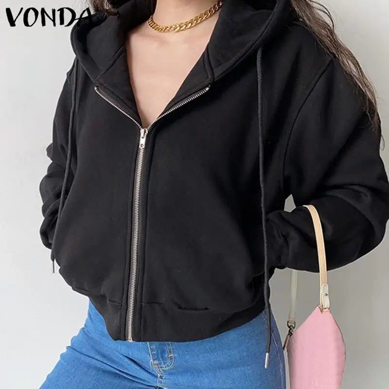 2022 VONDA Women Solid Zip Up Jackets Long Sleeve Zippers Korean Coats Ladies 3 Colors Lantern Sleeve Outerwear Hooded Overcoats
2022 VONDA Women Solid Zip Up Jackets Long Sleeve Zippers Korean Coats Ladies 3 Colors Lantern Sleeve Outerwear Hooded Overcoats