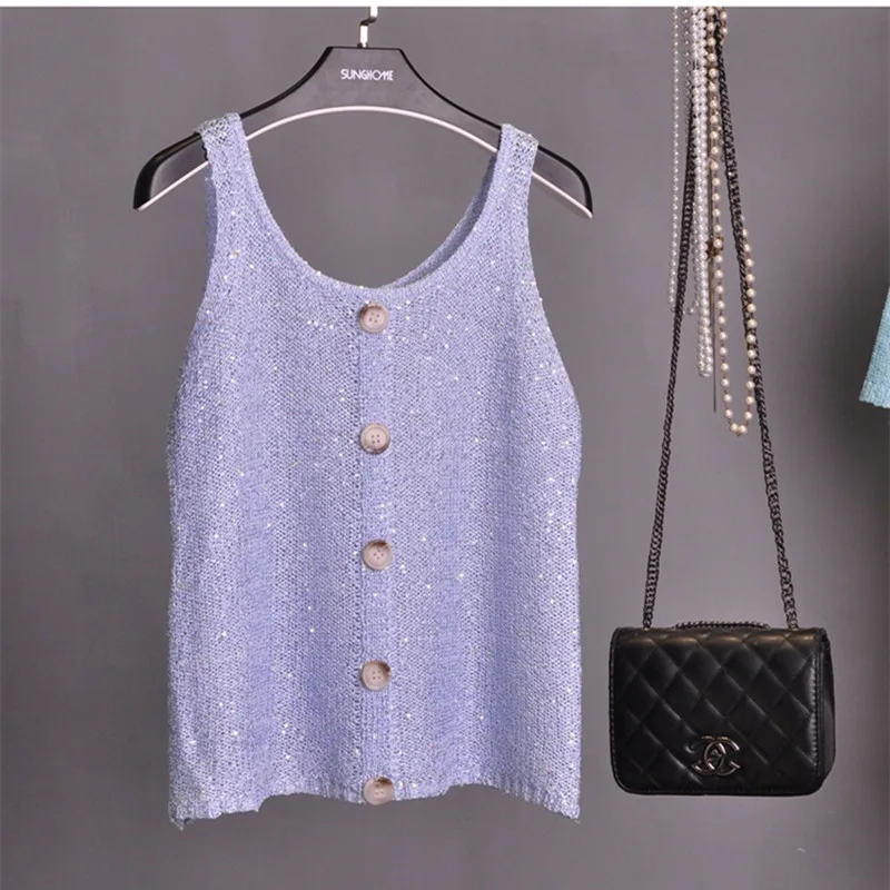 Women's Clothing Personality 2022 Summer New Sequined Vest with BINGBING Sequins and Small Suspenders Hollowed Out Sexy Top
Women's Clothing Personality 2022 Summer New Sequined Vest with BINGBING Sequins and Small Suspenders Hollowed Out Sexy Top