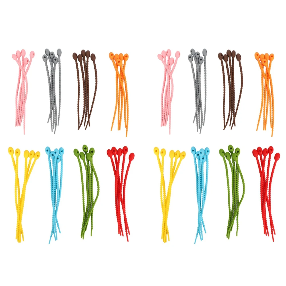 

80Pcs Colorful Silicone Ties Bag Clip Cable Straps Bread Tie Reusable Rubber Twist Tie All-Purpose Silicone Ties