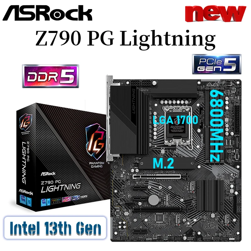 Asrock Z790 PG LIGHTING LGA 1700 Motherboard DDR5 128GB 6800MHz RAM Support Intel Core 13th and 12th Gen CPU PCIe 5.0 Placa Mãe
Asrock Z790 PG LIGHTING LGA 1700 Motherboard DDR5 128GB 6800MHz RAM Support Intel Core 13th and 12th Gen CPU PCIe 5.0 Placa Mãe