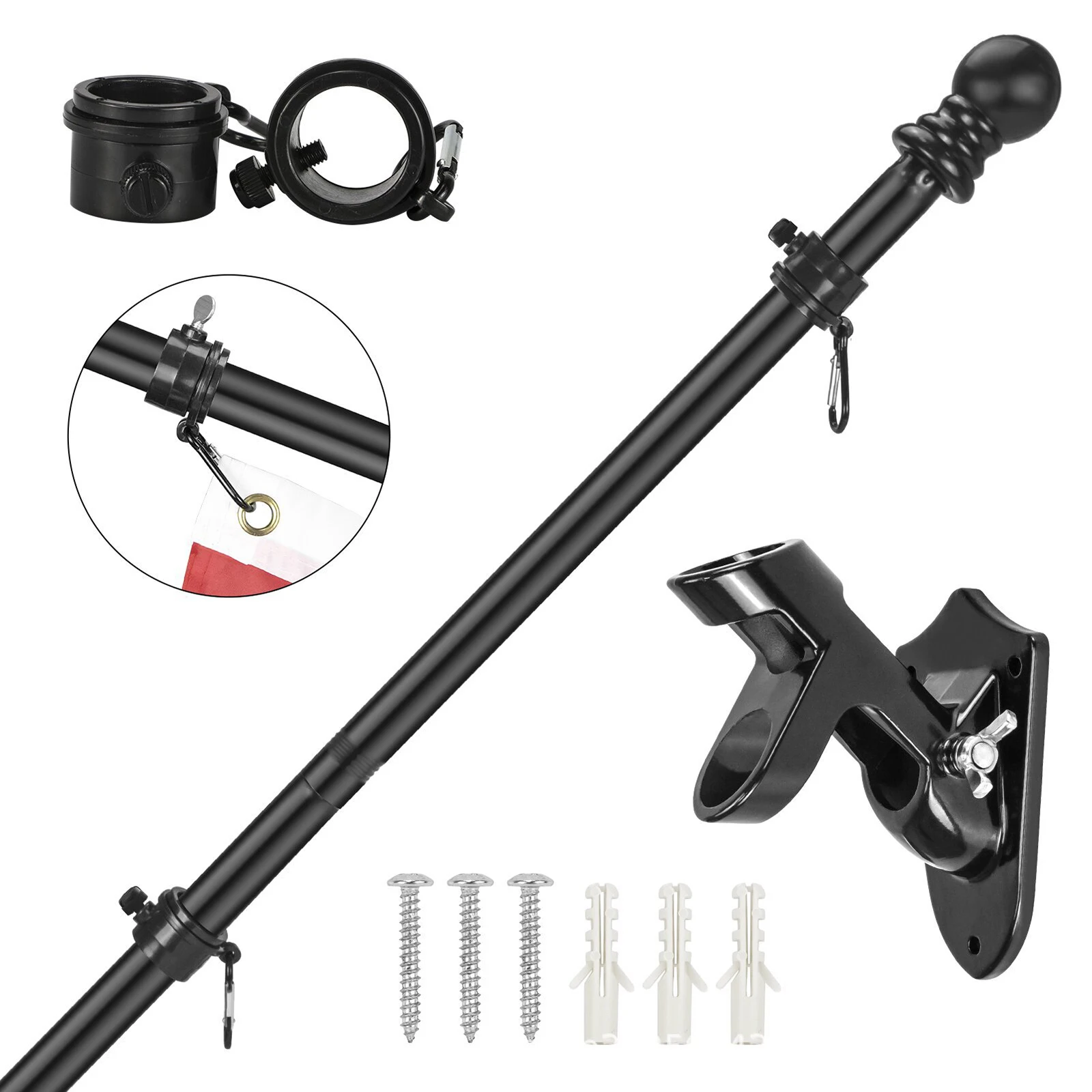 6 футов флагшток 5 секций набор флагшток из нержавеющей стали с кронштейном для внутренних и наружных стен сада патио 
6 футов флагшток 5 секций набор флагшток из нержавеющей стали с кронштейном для внутренних и наружных стен сада патио