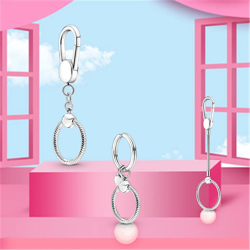 

2022 Mothers Day 925 Sterling Silver Mom Charm Key Ring Charm Beads Fit Original Pandora Bracelet Charm Women Jewelry Gift