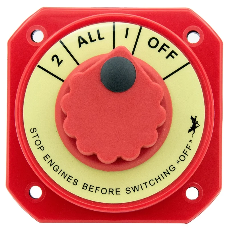 Marine Battery Switches Switch Selector With Alternator Field Disconnect,1-2-Off-All
Marine Battery Switches Switch Selector With Alternator Field Disconnect,1-2-Off-All