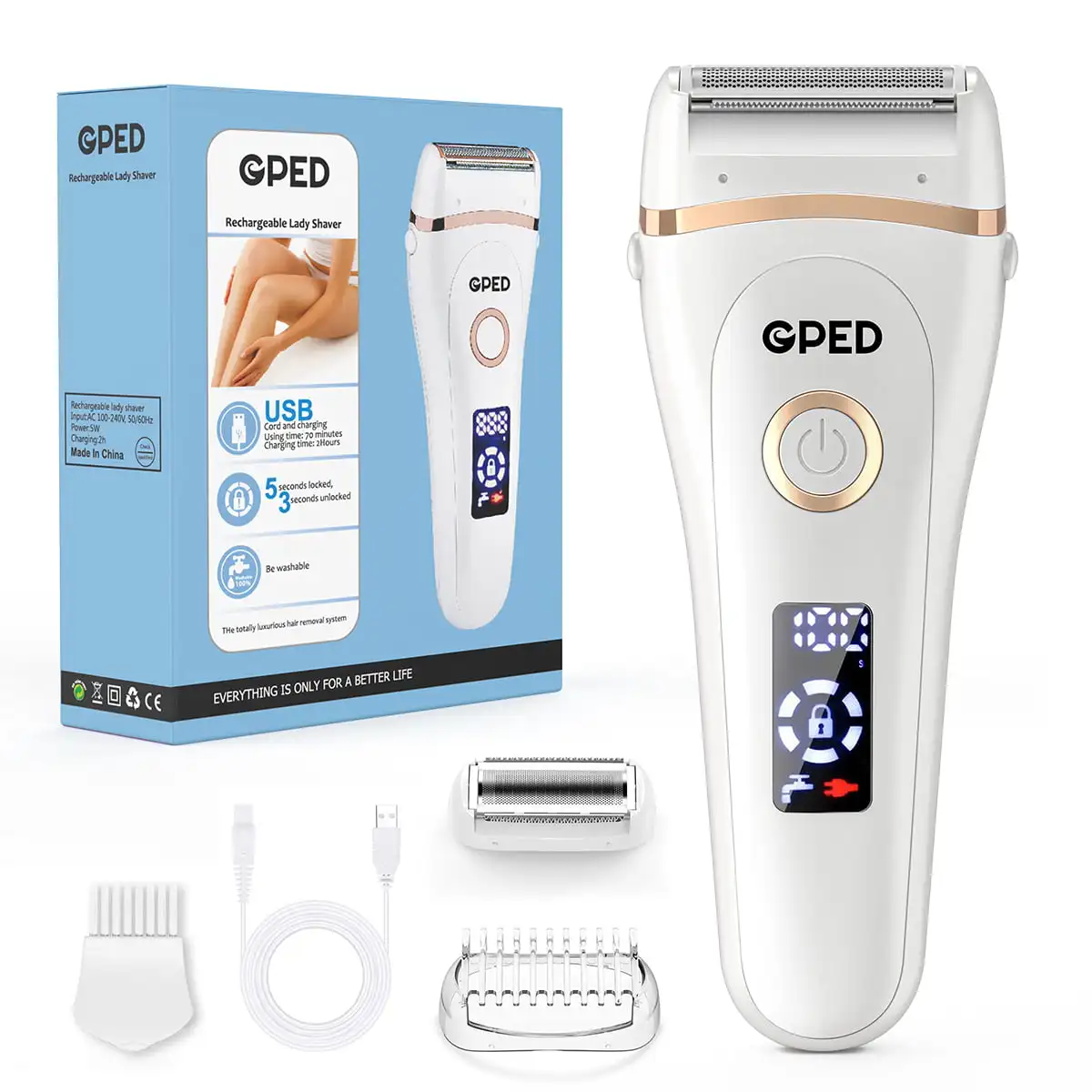 for Women, 3 in 1 Rechargeable Painless Lady Shaver, Bikini Trimmer Body Hair Remover for Legs Underarms with LED Display, IPX6
for Women, 3 in 1 Rechargeable Painless Lady Shaver, Bikini Trimmer Body Hair Remover for Legs Underarms with LED Display, IPX6