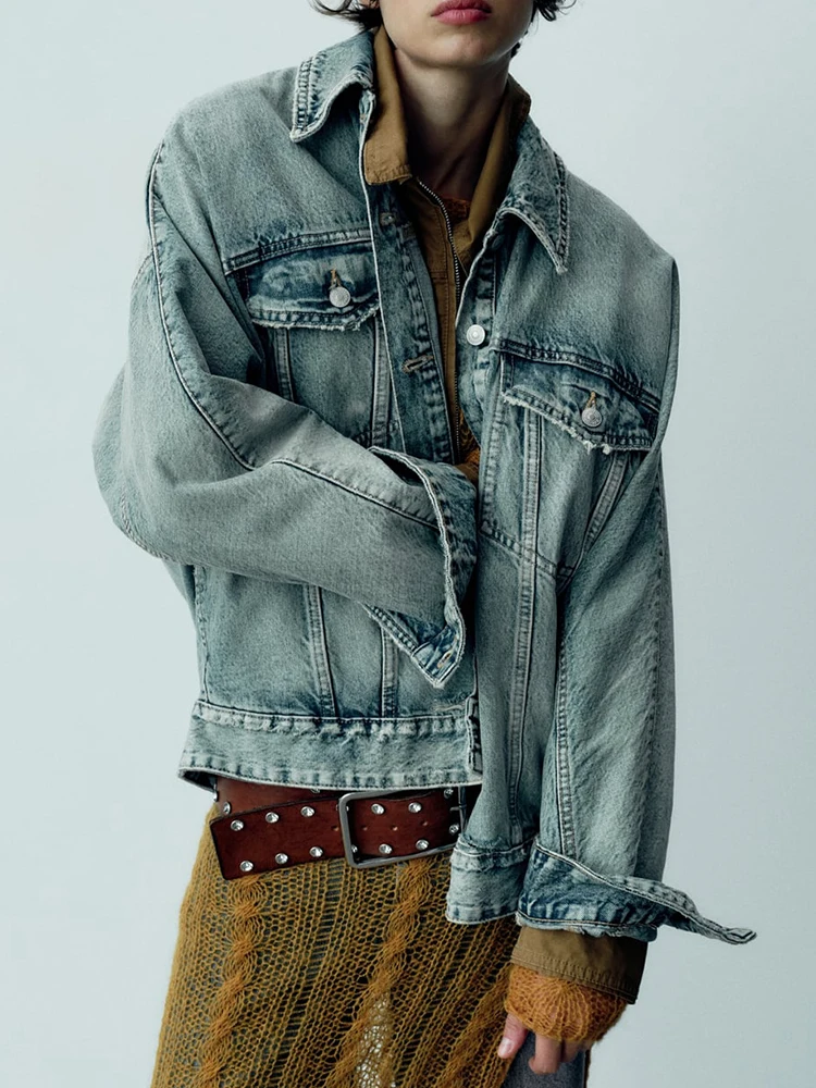 Pockets Design Women's Denim Jacket Oversized Lapel Long Sleeve Single Breasted Female Jackets Coat Streetwear Chic Y2k Tops New
Pockets Design Women's Denim Jacket Oversized Lapel Long Sleeve Single Breasted Female Jackets Coat Streetwear Chic Y2k Tops New