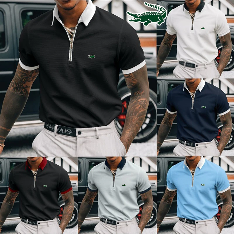 Men's Polo Shirt Fashion Stripe Stitching Casual Lapel Button Summer Men's Short Sleeve Slim Figure Breathable Routine Work Polo 
Men's Polo Shirt Fashion Stripe Stitching Casual Lapel Button Summer Men's Short Sleeve Slim Figure Breathable Routine Work Polo