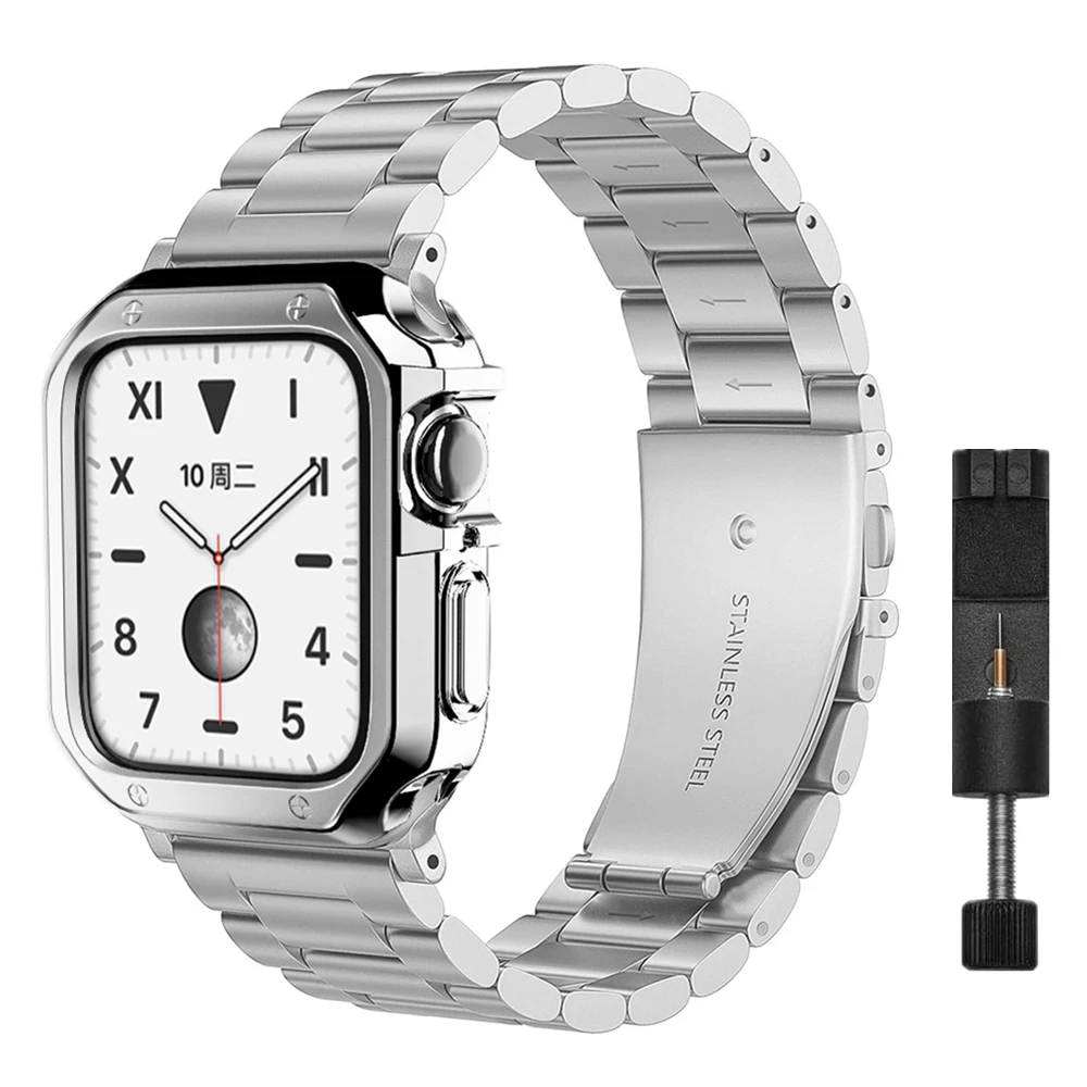 Чехол из поликарбоната + ремешок из нержавеющей стали для Apple Watch 45 мм 41 мм 40 мм 44 мм 38 мм 42 мм ремешок для часов браслет iWatch серия 5 4 3 SE 6 7
Чехол из поликарбоната + ремешок из нержавеющей стали для Apple Watch 45 мм 41 мм 40 мм 44 мм 38 мм 42 мм ремешок для часов браслет iWatch серия 5 4 3 SE 6 7