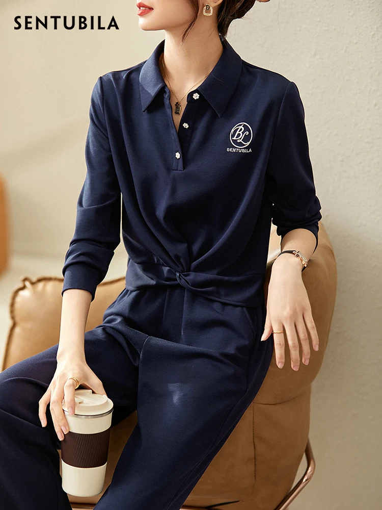 Sentubila Two Piece Suit Polo-Neck Folds Embroidery Hoodie Elastic Waist Straight Pants Ladies Sport Suits Clothes 123Z43089
Sentubila Two Piece Suit Polo-Neck Folds Embroidery Hoodie Elastic Waist Straight Pants Ladies Sport Suits Clothes 123Z43089