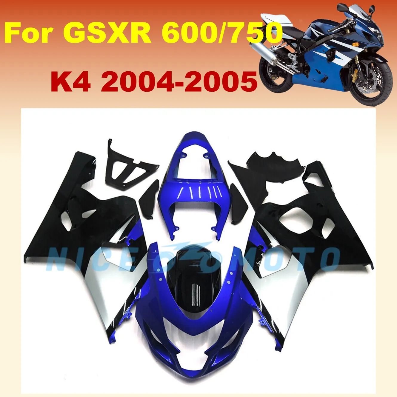 Комплект обтекателя мотоцикла для SUZUKI GSXR600 750 2004 2005 GSXR750 04 05 K4 GSXR 600 синий серый