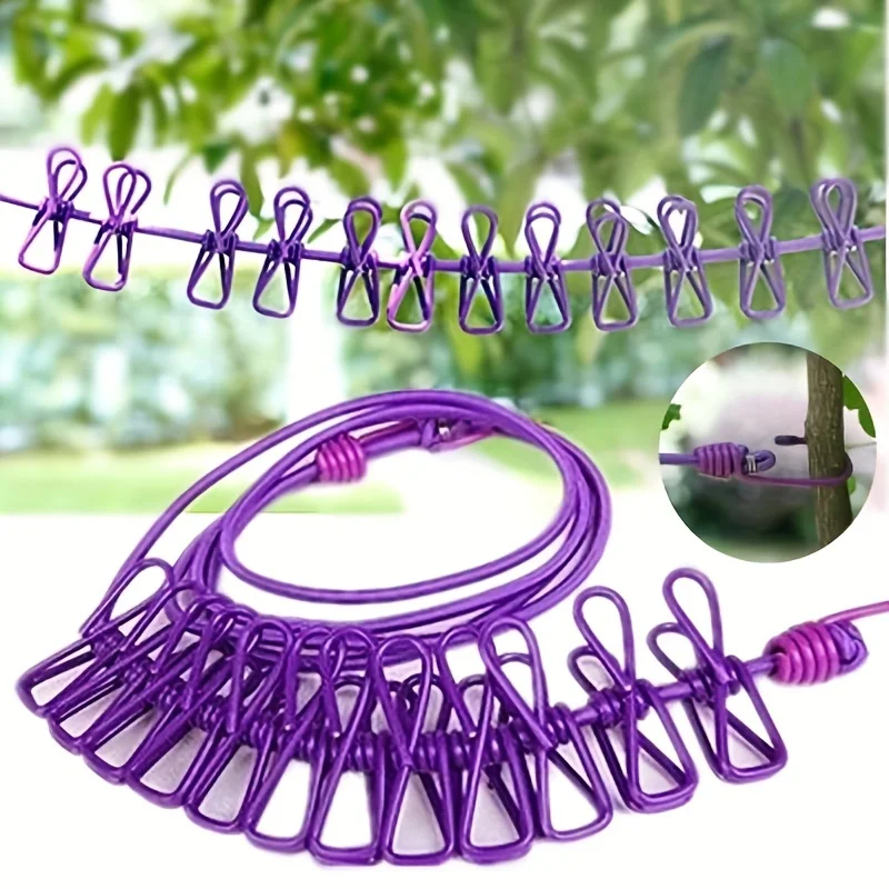 1pc Portable Travel Clothesline, Retractable Camping Clothesline, Adjustable Clothesline With 12pcs Clips, Drying Clothes For Ou
1pc Portable Travel Clothesline, Retractable Camping Clothesline, Adjustable Clothesline With 12pcs Clips, Drying Clothes For Ou