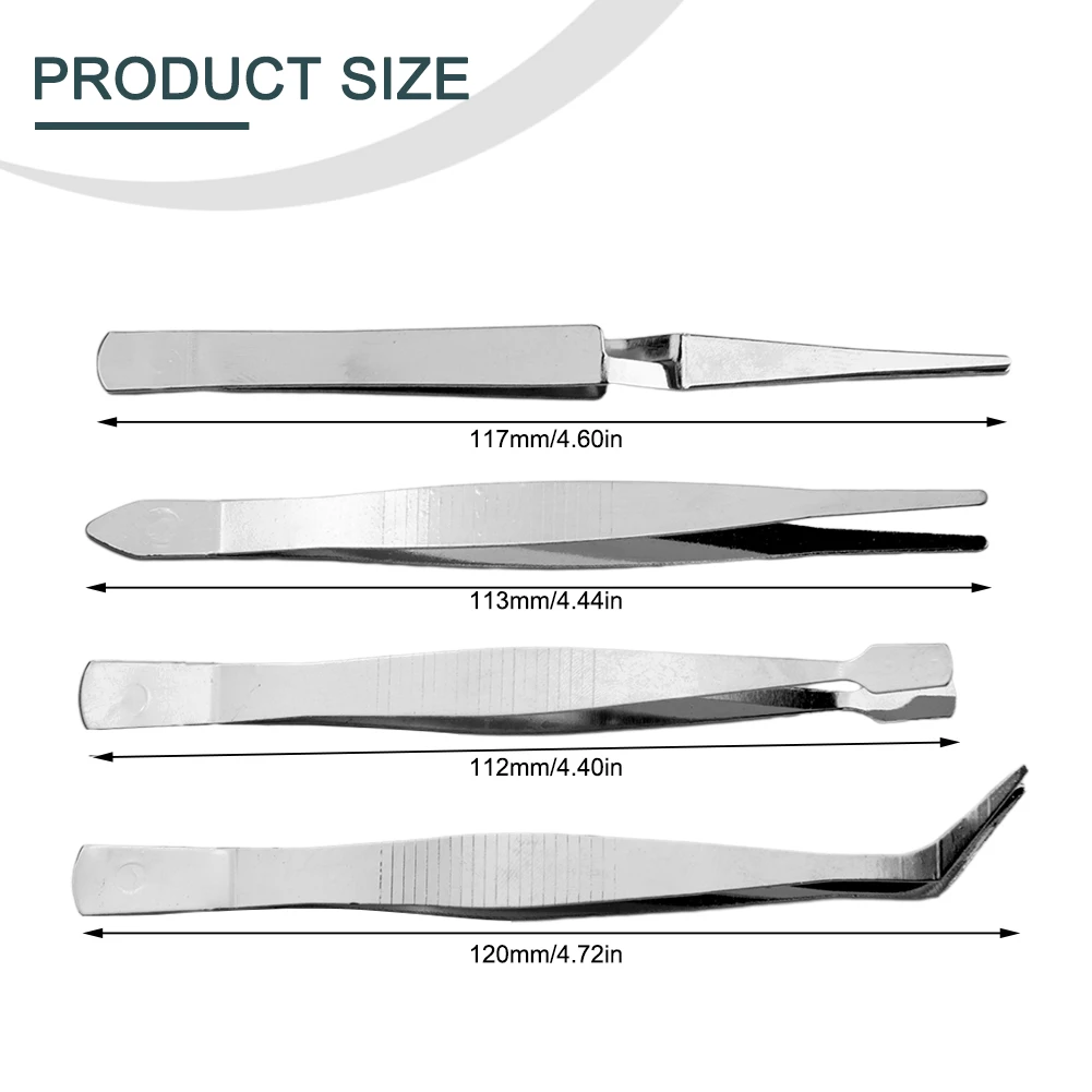 Hand Tools Tweezers 4PCS Anti-Skid Combination Pliers Repair Tweezers Silver Straight Bent Clip.Dressing Durable
Hand Tools Tweezers 4PCS Anti-Skid Combination Pliers Repair Tweezers Silver Straight Bent Clip.Dressing Durable
