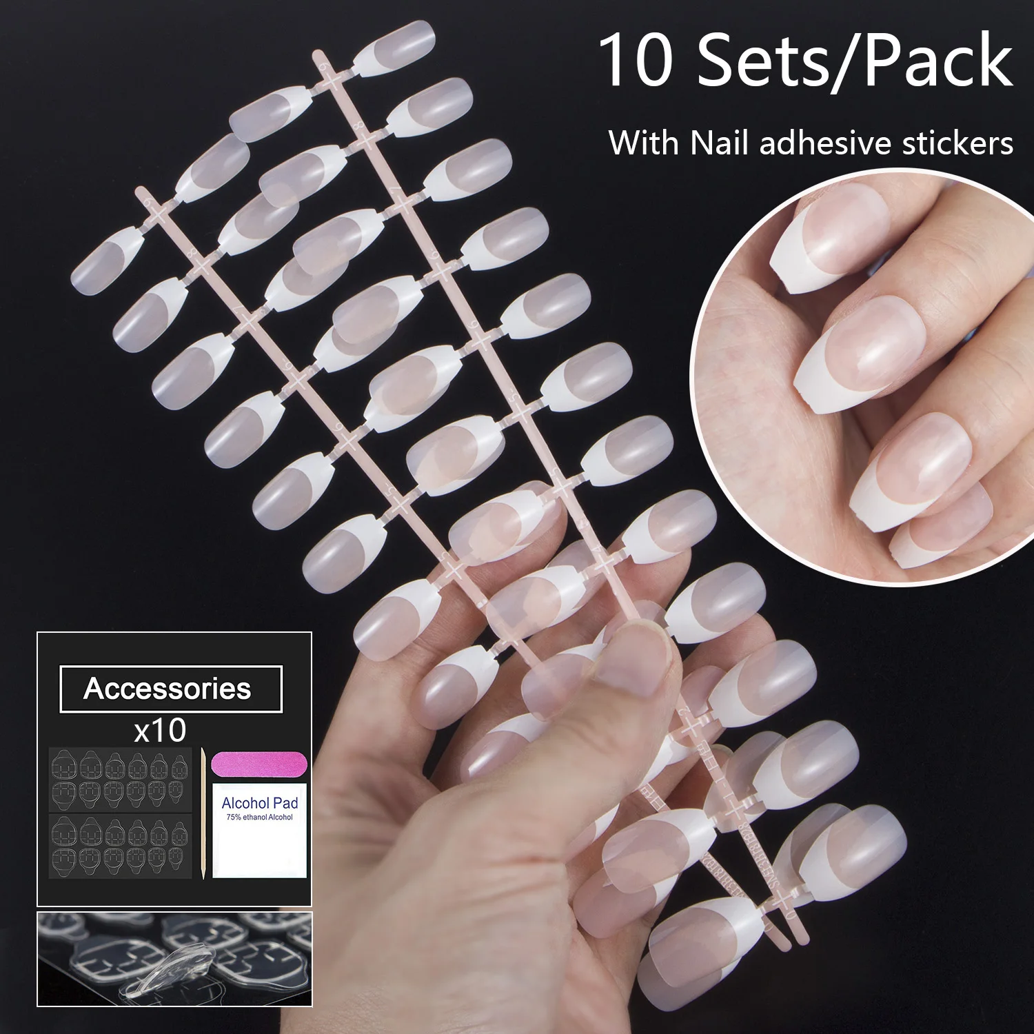 Nail Adhesive Stickers Included 10 Sets/Lot French Style Coffin Ballerina False Nail Press on Short Fake Nail UV Duable Nails
Nail Adhesive Stickers Included 10 Sets/Lot French Style Coffin Ballerina False Nail Press on Short Fake Nail UV Duable Nails