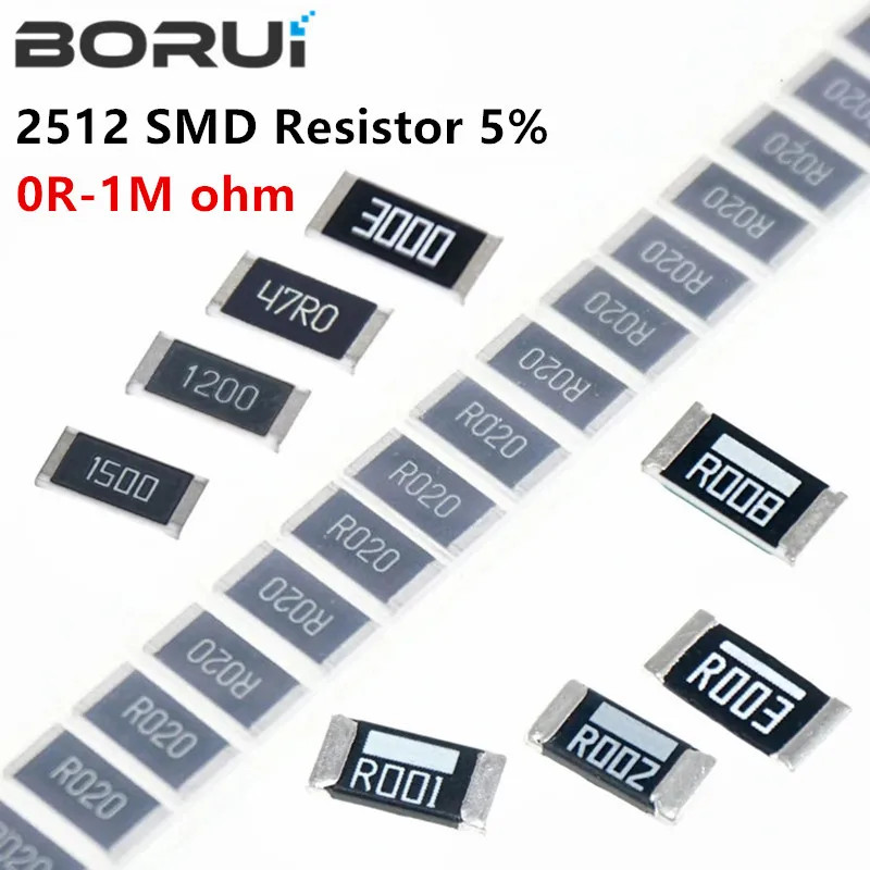 50PCS/LOT 2512 SMD Chip Resistor 5% 0R-1M R001 R010 R100 R020 1R 10R 100R 1K 10K 100K 1M ohm
50PCS/LOT 2512 SMD Chip Resistor 5% 0R-1M R001 R010 R100 R020 1R 10R 100R 1K 10K 100K 1M ohm
