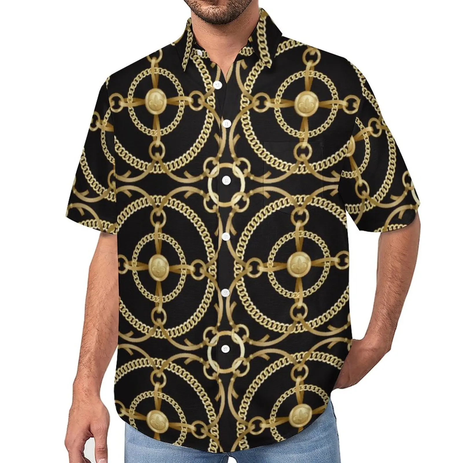 Golden Chain Print Beach Shirt Circles Art Hawaiian Casual Shirts Mens Retro Blouses Short Sleeves Clothing Big Size 3XL 4XL
Golden Chain Print Beach Shirt Circles Art Hawaiian Casual Shirts Mens Retro Blouses Short Sleeves Clothing Big Size 3XL 4XL
