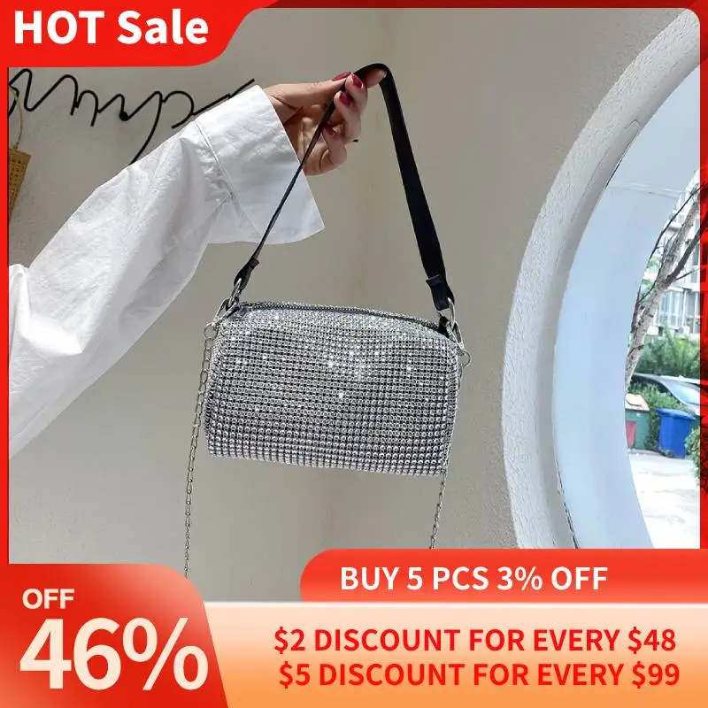 Fashion Rhinestone Crossbody Bag Classic Texture Creative Design Chic Women Shiny Chain Evening Clutch Shoulder Pouch
Fashion Rhinestone Crossbody Bag Classic Texture Creative Design Chic Women Shiny Chain Evening Clutch Shoulder Pouch