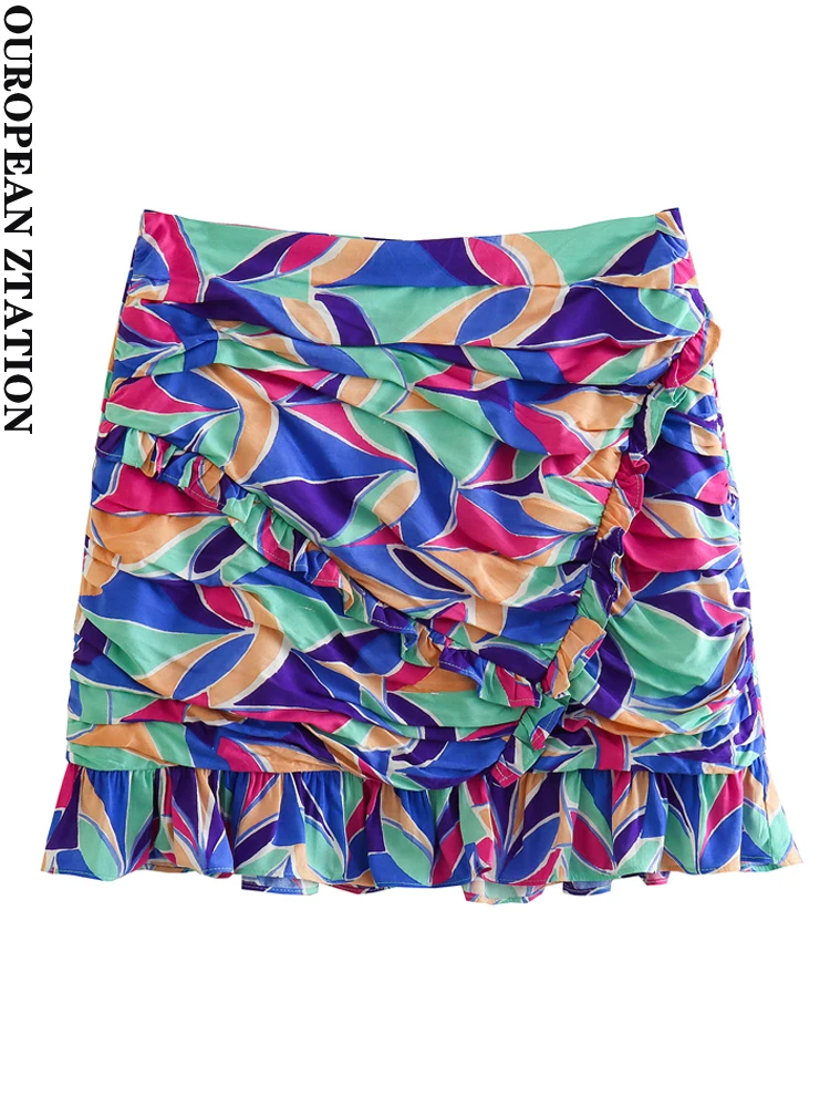 PAILETE Women 2023 fashion with ruffles draped printed mini skirt vintage high waist back zipper female skirts mujer
PAILETE Women 2023 fashion with ruffles draped printed mini skirt vintage high waist back zipper female skirts mujer